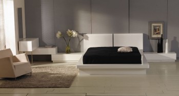 Prestige Modern White Lacquer Eastern King Bedroom Set