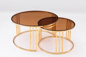 Modrest Alondra Modern Gold Coffee Table & End Table Set