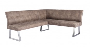 Modrest Zane Modern Brown Fabric L-Shaped Dining Bench